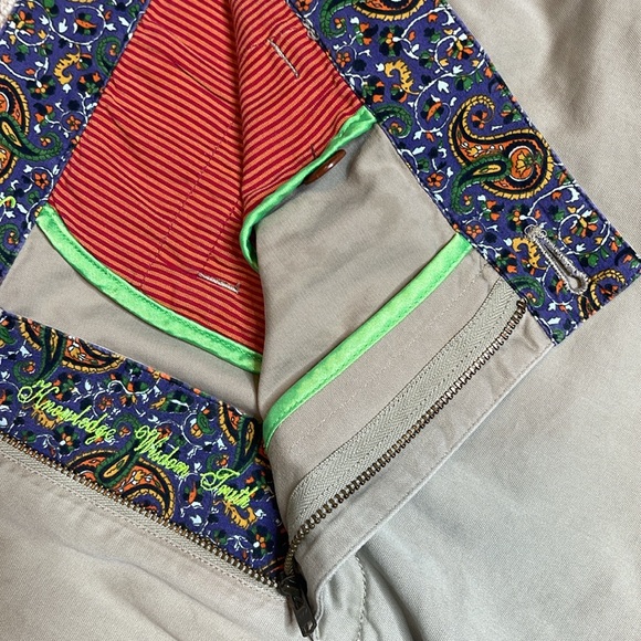 ROBERT GRAHAM COTTON KHAKI CHINO FLAT FRONT PAISLEY CONTRAST SHORTS - Picture 7 of 10